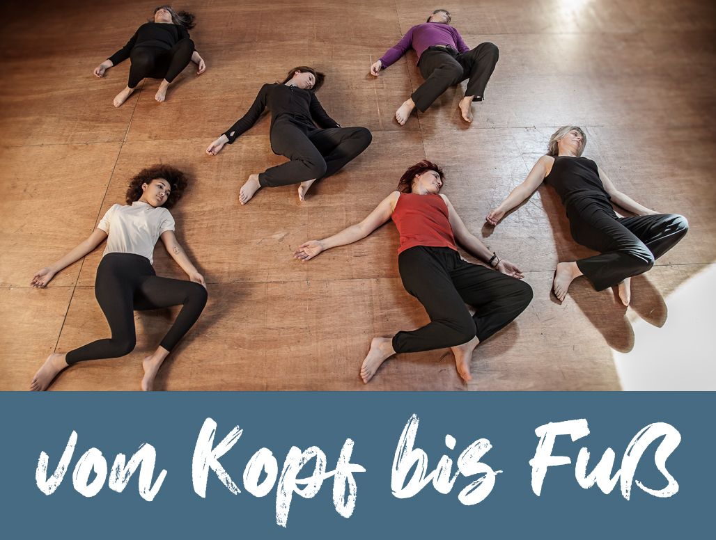 Feldenkrais Online-Kurs # VON KOPF BIS FUß via Zoom und/oder Audioaufzeichnung| Das Kursbild zeigt eine Feldenkrais-Gruppenstunde. Darunter der Kurstitel: #Von Kopf bis Fuss | | www.feldenkrais-stunden. de | Gruppenkurs "Bewusstheit durch Bewegung" | Foto© International Feldenkrais® Federation
